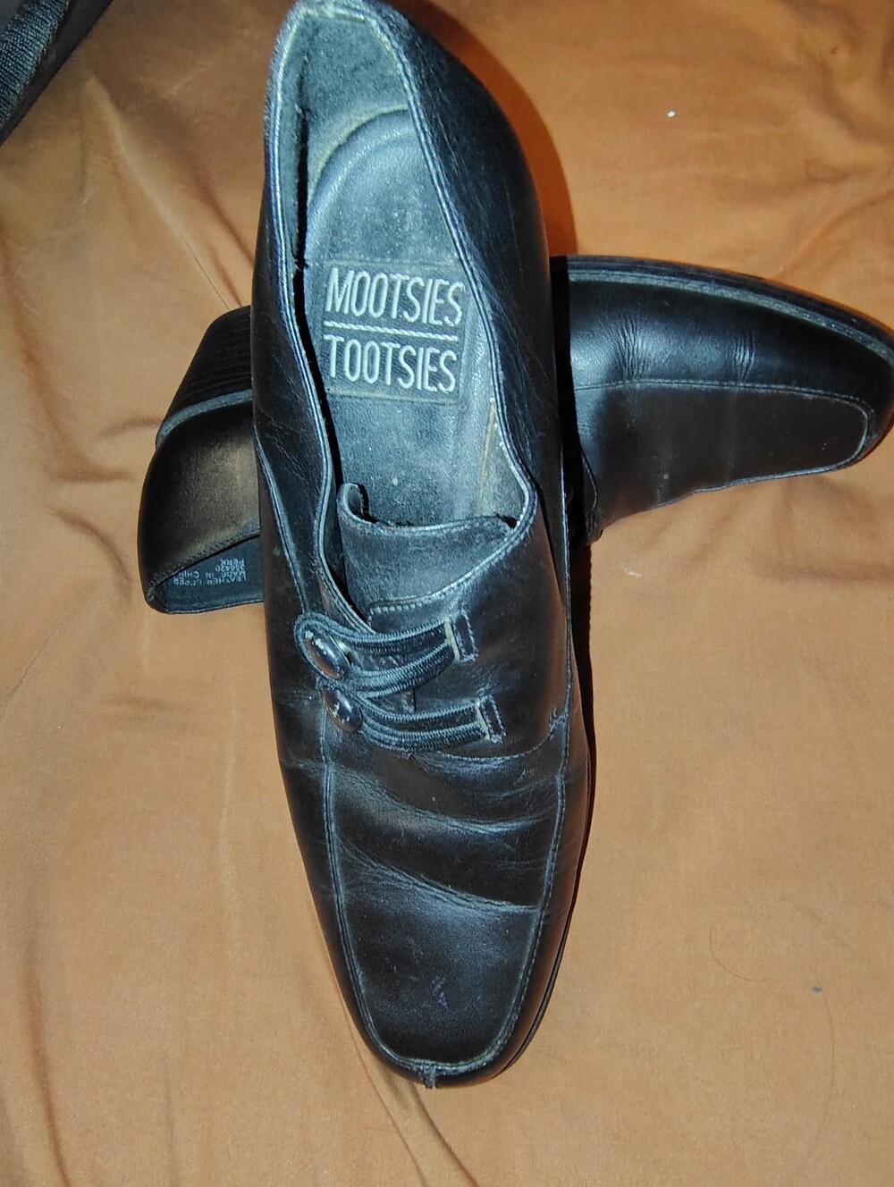 Vintage Mootsies Tootsies Women's Size 6.5 Black Leather Heels